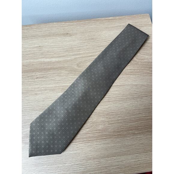 DKNY Brown Geometric Design 100% Silk Designer Tie - Picture 3 of 6